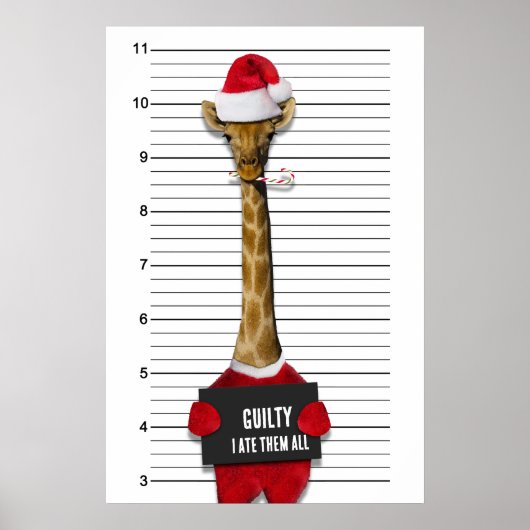 Funny Mugshot Giraffe voor kerstmis Poster (Voorkant)