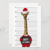 Funny Mugshot Guilty Giraffe-kerstuitnodiging Kaart (Voorkant / Achterkant)