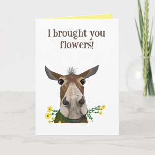 Funny Mule bracht bloemen Valentijns Kaart