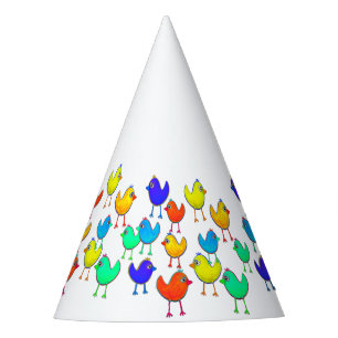 Funny Multicolored Birds Feesthoedjes