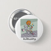 Funny Multitasking Juggling Clown Kaarten en cadea Ronde Button 5,7 Cm (Voorkant /achterkant)