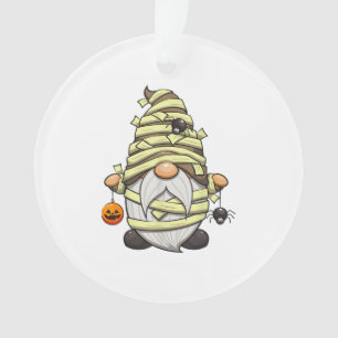 Funny Mummy Gnome met Jack O' Lantern Halloween G Ornament