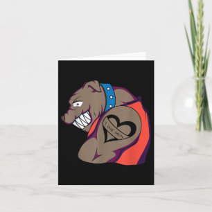 Funny Muscular Bulldog I Love Mom Tattoo Lover Kaart