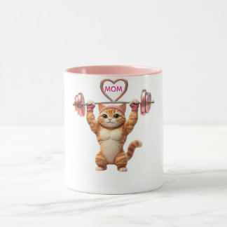 Funny Muscular Cat Mother's Day Gym Mom Coffee Mug Mok