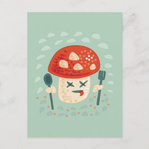 Funny Mushroom Food Character Weird Oddity Briefkaart