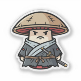Funny Mushroom Ronin Wandering Samurai Illustratio Sticker