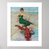 Funny Music Art Lobster Banjo Player Beach Poster (Voorkant)