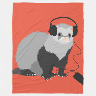 Funny Music Lover Ferret Fleece Deken