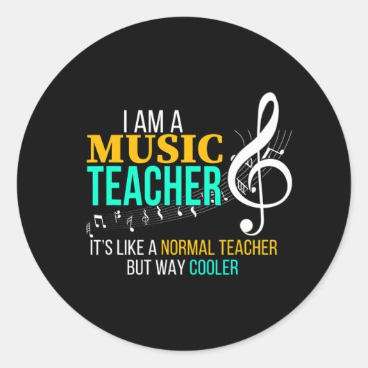 Funny Music Teacher Music Teacher Cool Teacher Ronde Sticker (Voorkant)