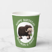 Funny musk ox cartoon gepersonaliseerd papieren bekers (Voorkant)