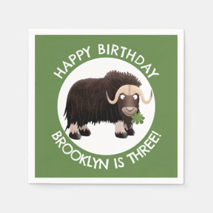 Funny musk ox cartoon gepersonaliseerd servet