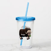 Funny musk ox cartoon illustratie acryl drinkbeker (Achterkant)