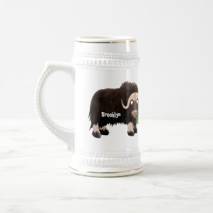 Funny musk ox cartoon illustratie bierpul