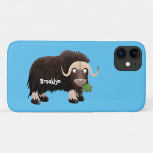 Funny musk ox cartoon illustratie iPhone 11 hoesje