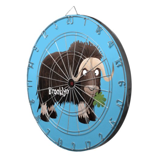 Funny musk ox cartoon illustratie dartbord (Voorkant Rechts)