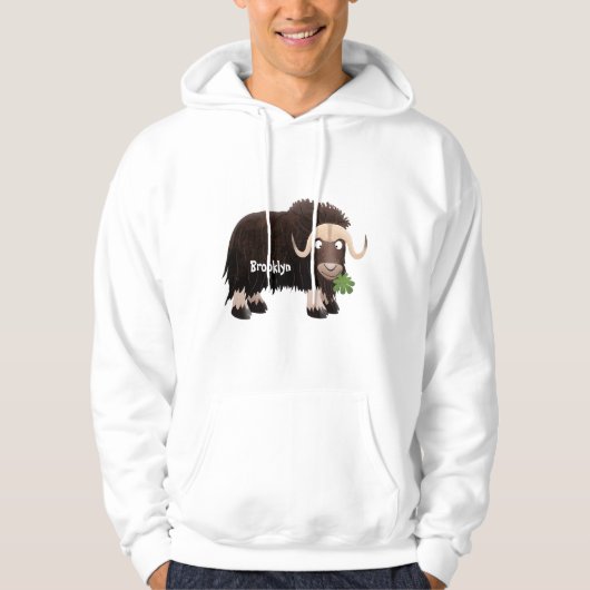 Funny musk ox cartoon illustratie hoodie (Voorkant)
