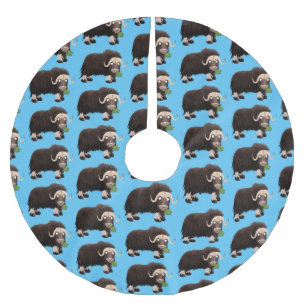 Funny musk ox cartoon illustratie kerstboom rok
