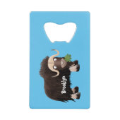 Funny musk ox cartoon illustratie kredietkaart flessenopener (Voorkant)