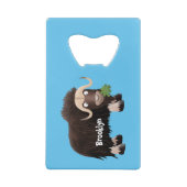 Funny musk ox cartoon illustratie kredietkaart flessenopener (Achterkant)