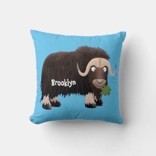Funny musk ox cartoon illustratie kussen