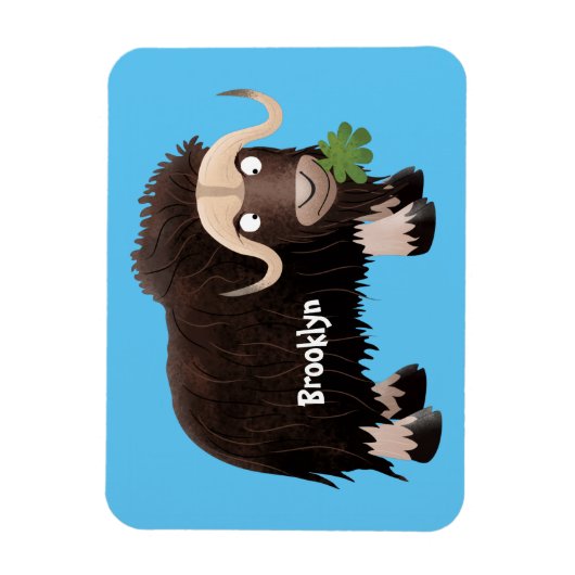Funny musk ox cartoon illustratie magneet (Verticaal)
