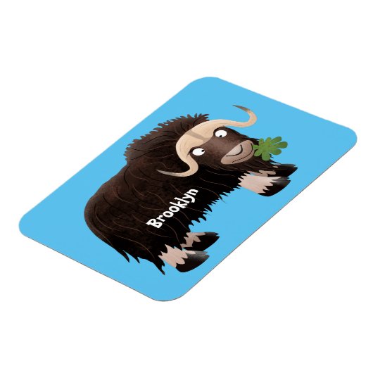 Funny musk ox cartoon illustratie magneet (Linkerzijde)