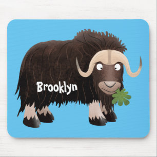 Funny musk ox cartoon illustratie muismat