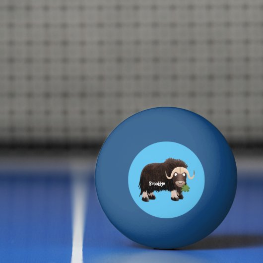 Funny musk ox cartoon illustratie pingpongballen (Net)