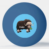 Funny musk ox cartoon illustratie pingpongballen (Voorkant)