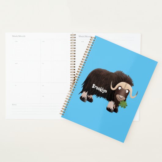 Funny musk ox cartoon illustratie planner (Display)