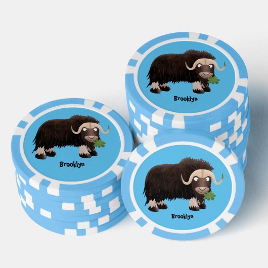 Funny musk ox cartoon illustratie poker chips (Opstapeling)