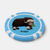 Funny musk ox cartoon illustratie poker chips (Enkel)