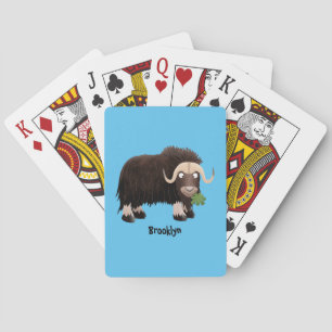 Funny musk ox cartoon illustratie pokerkaarten