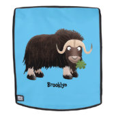 Funny musk ox cartoon illustratie rugtassen (Verwijderbaar gezicht)
