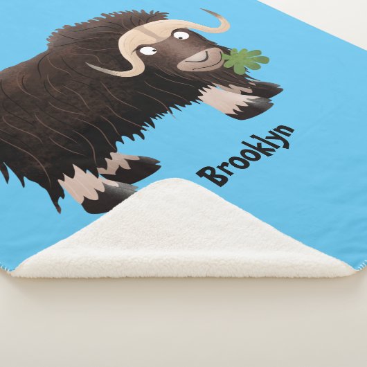 Funny musk ox cartoon illustratie sherpa deken (3/4)