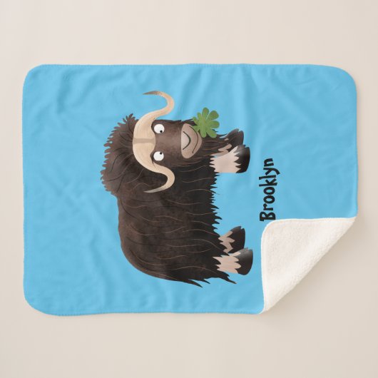 Funny musk ox cartoon illustratie sherpa deken (Voorkant (horizontaal))