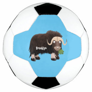 Funny musk ox cartoon illustratie voetbal