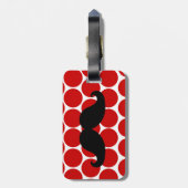 FUNNY MUSTACHE BAGAGELABEL | RODE STIPPEN (Achterkant verticaal)