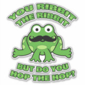 Funny Mustache Cartoon Frog Sticker (Voorkant)