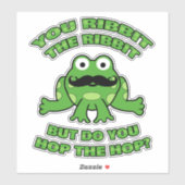 Funny Mustache Cartoon Frog Sticker (Vel)