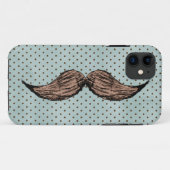 Funny Mustache Drawing and Brown Polka Dots Case-Mate iPhone Case (Achterkant (horizontaal))