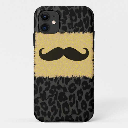Funny Mustache en Leopard Print Case-Mate iPhone Case (Achterkant)