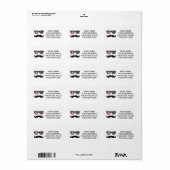 Funny Mustache en zonnebrillen Etiket (Full Sheet)