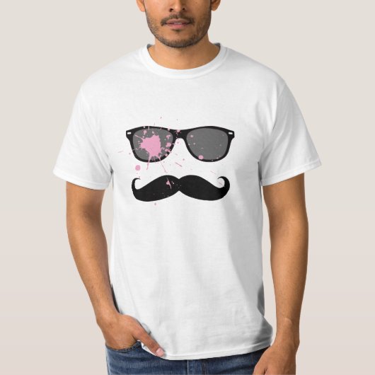 Funny Mustache en zonnebrillen T-shirt (Voorkant)