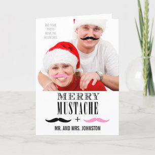 Funny Mustache First Christmas Photo Card Feestdagen Kaart