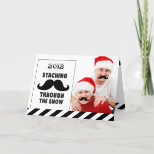 FUNNY MUSTACHE  HOLIDAY GREETCARD FEESTDAGEN KAART