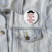 Funny Mustache Kalm houden en groeien verder Ronde Button 5,7 Cm (In situ)
