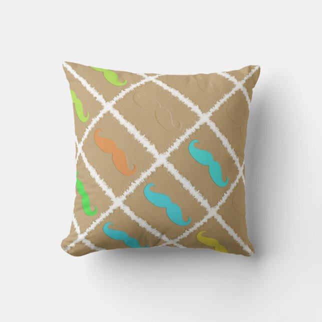 Funny Mustache Kussen (Voorkant)