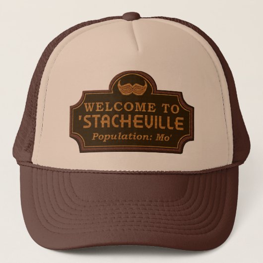 Funny Mustache Mo Welkom Sign Trucker Pet (Voorkant)