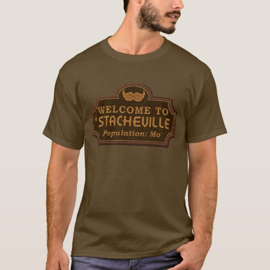 Funny Mustache Mo Welkomstteken T-shirt (Voorkant)